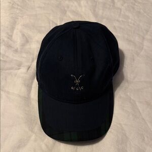 ICON Navy Blue Baseball Cap with Green Plaid Brim